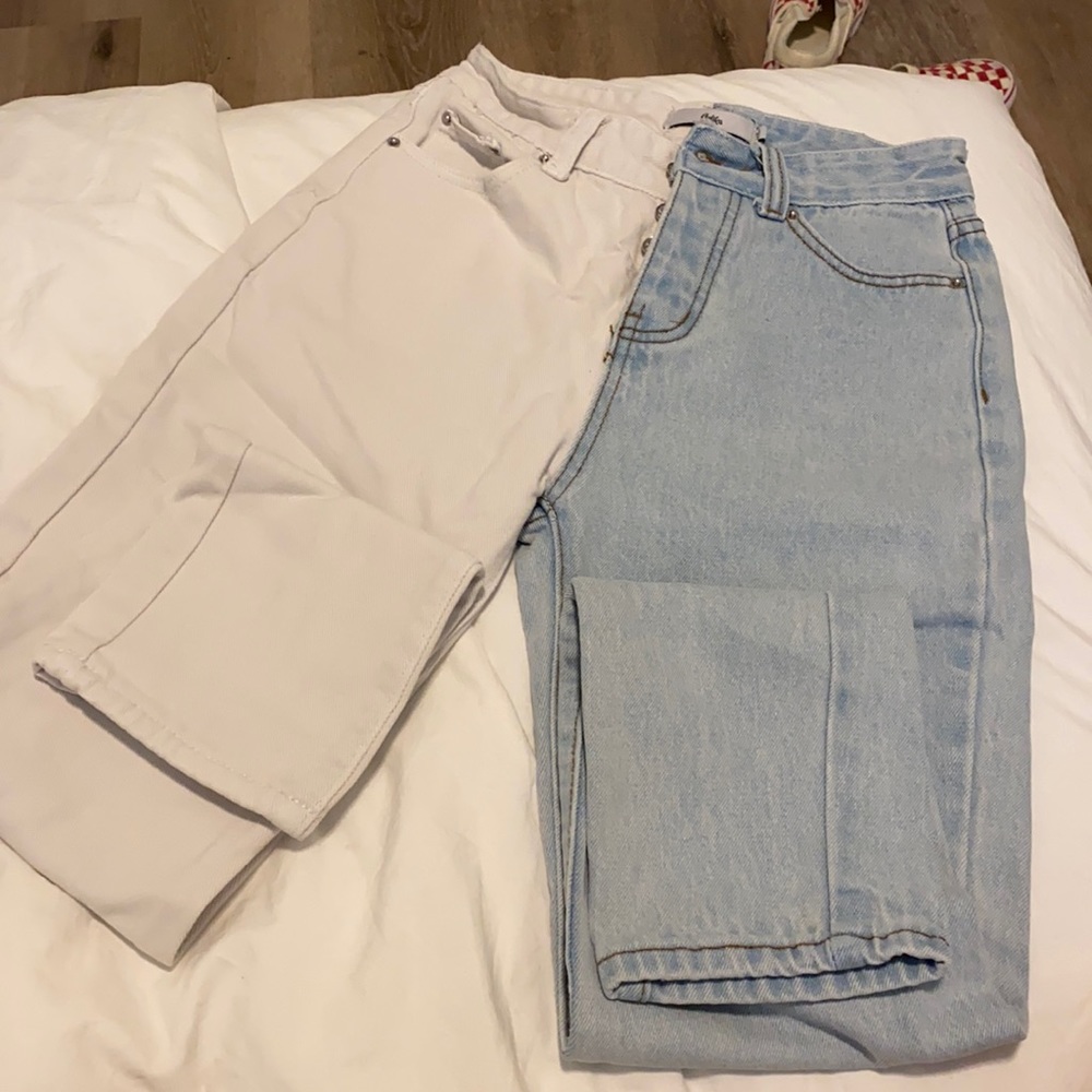Adika size xs split white and blue jeans